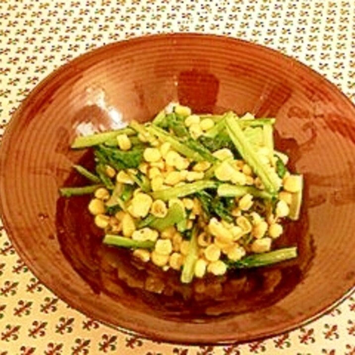 小松菜とコーンのシンプルソテー
